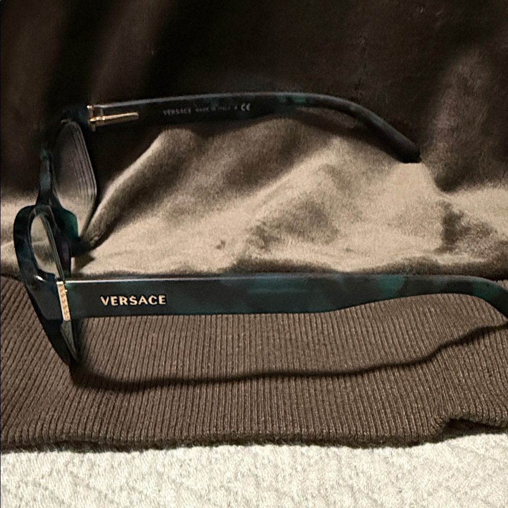 Versace Black and Green Frame preowned prescribed Glasses